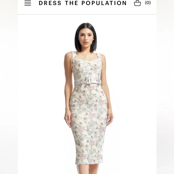 strapless open back dress Maddox Floral Dress – Dress the Population main image 0